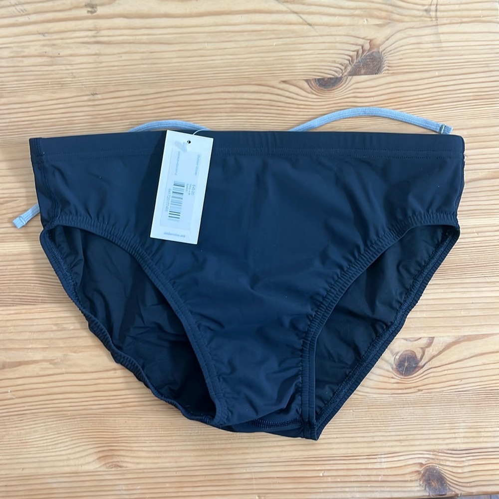 Men’s Speedo type swim trunks in navy blue